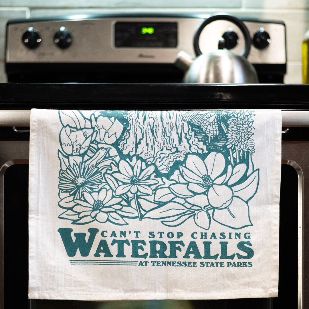 TNSP - Can't Stop Chasing Waterfalls Tea Towel
